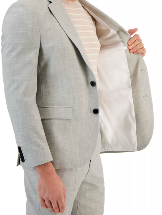 HUGO Mens Modern-Fit Superflex Suit Jacket Light Grey 44R