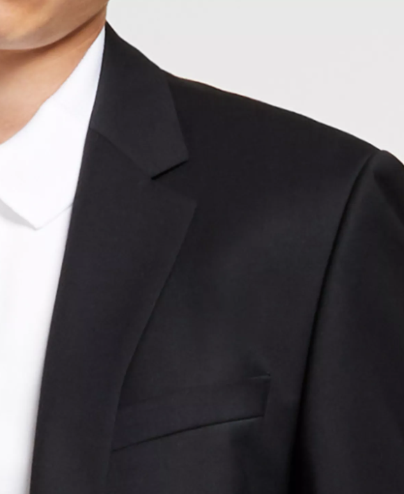 Hugo Boss Mens Modern fit Suit Jacket Blazer 44 R Black Solid Stretch