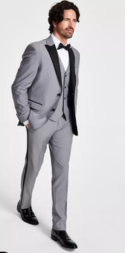 Alfani Mens Slim Fit Tuxedo Jacket Light Grey 44R