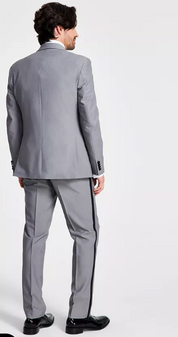 Alfani Men's Slim Fit Suit Jacket Light Grey Black 38R