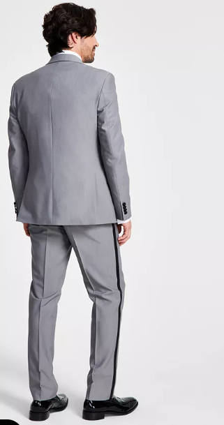 Alfani Men's Slim Fit Suit Jacket Light Grey Black 38R