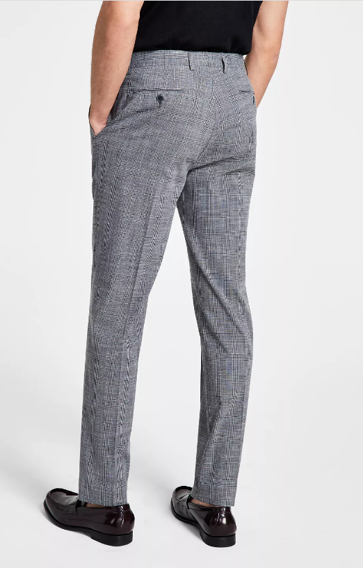 Calvin Klein Men's Slim Fit Plaid Performance Dress Pants Grey 32 x 32