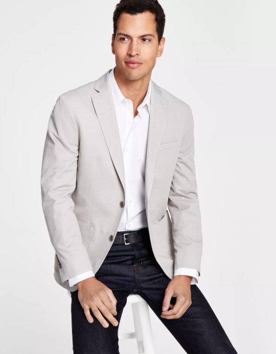 Bar III Men's Slim Fit Light Tan Blazer 44L Sport Coat