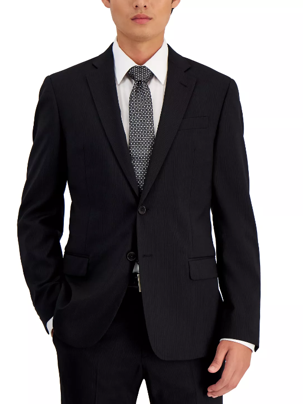 Armani Exchange Mens Slim Fit Wool Suit Jacket Charcoal Grey Pinstripe 40R