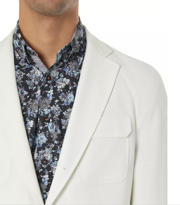 Tallia Mens Slim Fit Textured Sport Coat White 42S
