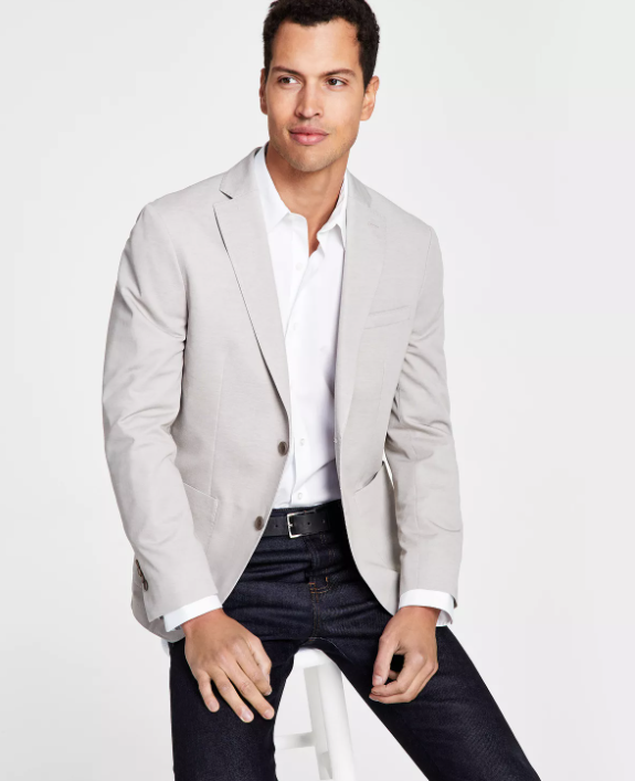 Bar III Men's Slim-Fit Solid Blazer, Light Tan, 40R