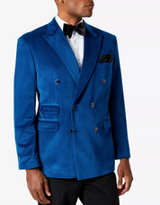 TAYION Mens Classic fit Double Breasted Sport Coat Blazer 44 R Blue Solid