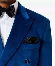 TAYION Mens Classic fit Double Breasted Sport Coat Blazer 44 R Blue Solid