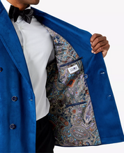 TAYION Mens Classic fit Double Breasted Sport Coat Blazer 44 R Blue Solid
