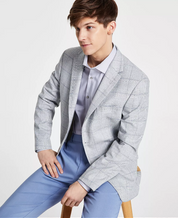 Tommy Hilfiger Mens Modern fit Sport Coat Blazer 42 R Light Grey Blue Plaid