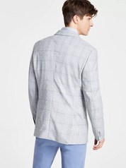 Tommy Hilfiger Mens Modern fit Sport Coat Blazer 38 S Grey Plaid Stretch