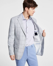 Tommy Hilfiger Mens Modern fit Sport Coat Blazer 44 R Light Grey Blue Plaid
