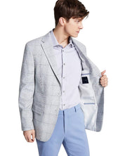 Tommy Hilfiger Mens Modern fit Sport Coat Blazer 44 R Light Grey Blue Plaid