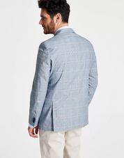 Tommy Hilfiger Modern-Fit Blazer Plaid Blue Red 44L