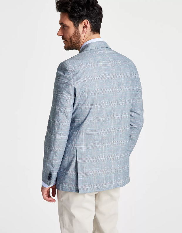 Tommy Hilfiger Mens Modern Fit Cotton Blazer Blue Red 38R