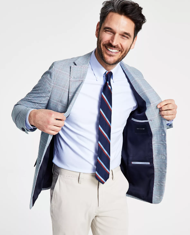 Tommy Hilfiger Men's Plaid Blazer Blue Red 44R Sport Coat