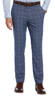 Perry Ellis Men's Slim-Fit Flat Front Dress Pants Hazy Blue 36 x 32