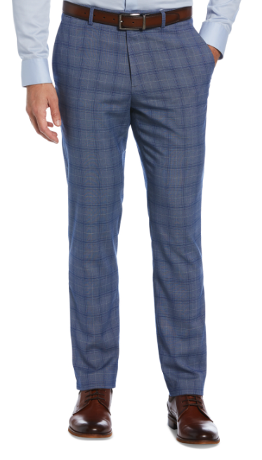 Perry Ellis Portfolio Mens Plaid Slim Fit Dress Pants Blue 34 x 34