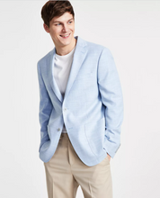 Calvin Klein Mens Slim fit Sport Coat Blazer 40 R Light Blue Solid Stretch