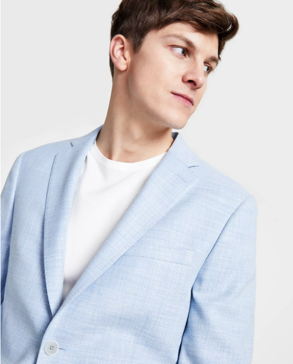 Calvin Klein Mens Slim fit Sport Coat Blazer 40 S Blue Solid