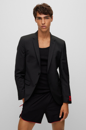 Hugo Mens Slim fit Suit Jacket Blazer 42 S Black Solid Stretch