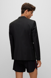 Hugo Mens Slim fit Suit Jacket Blazer 42 S Black Solid Stretch