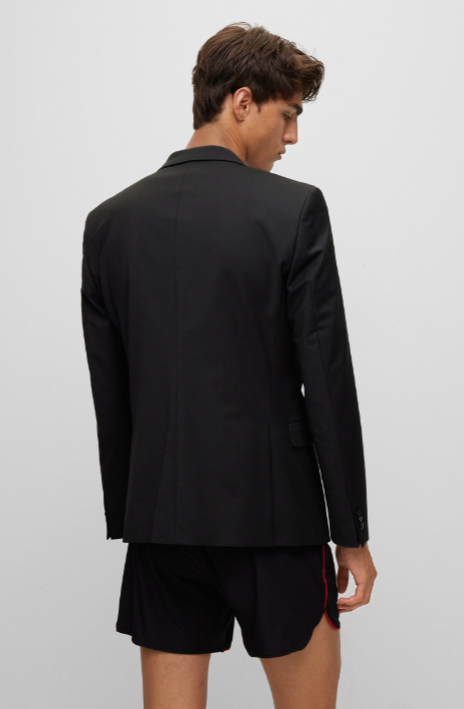 Hugo Mens Slim fit Suit Jacket Blazer 42 S Black Solid Stretch