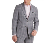 Tallia Mens Slim Fit Wool Suit Jacket Grey Pink 36S