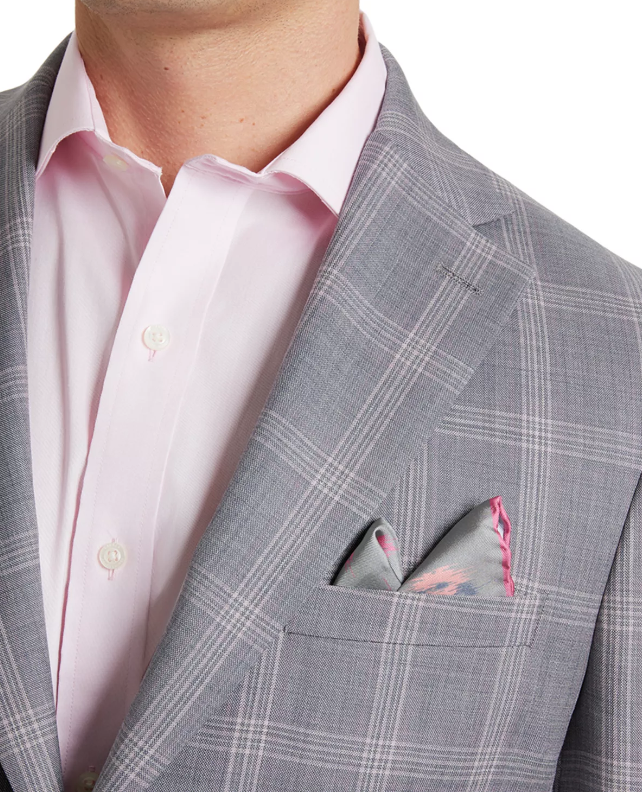 Tallia Mens Slim Fit Wool Suit Jacket Grey pink 36S
