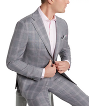 Tallia Mens Slim Fit Wool Suit Jacket Grey pink 36S