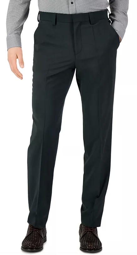 HUGO Boss Mens Modern-Fit Super Flex Dark Green Dress Pants 36 x 32