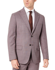 Tallia Mens Slim Fit Stripe Wool Blazer Plum 46R