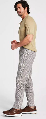 Tommy Hilfiger Mens Modern fit Dress Pants 32 / 32 Beige Plaid Stretch