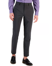 Perry Ellis Portfolio Men's Slim Fit Flat Front Dress Pants Grey 32 x 30