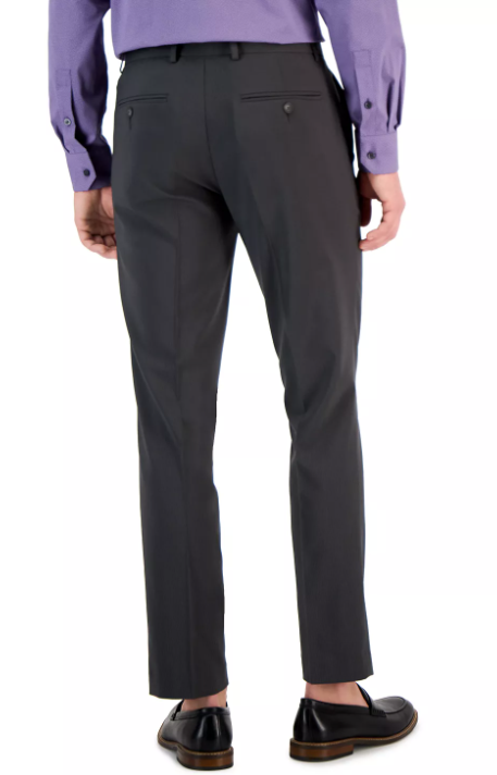 Perry Ellis Portfolio Men's Slim Fit Flat Front Dress Pants Grey 32 x 30