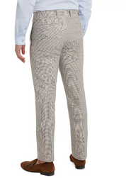 Tallia Men's Slim Fit Tan Houndstooth Suit Dress Pants Tan 32 x 32