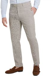 Tallia Men's Slim Fit Taupe Beige Houndstooth Dress Pants 30 x 30