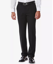 Haggar Men's J.M. 4-Way Stretch Classic Fit Flat Dress Pants 34 x 29 Black Solid