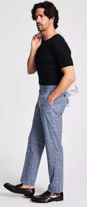 Tommy Hilfiger Mens Modern fit Dress Pants 32 / 30 Blue Plaid Stretch