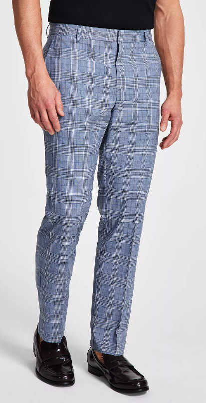 Tommy Hilfiger Mens Modern fit Dress Pants 32 / 30 Blue Plaid Stretch
