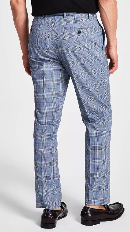 Tommy Hilfiger Mens Modern fit Dress Pants 32 / 30 Blue Plaid Stretch