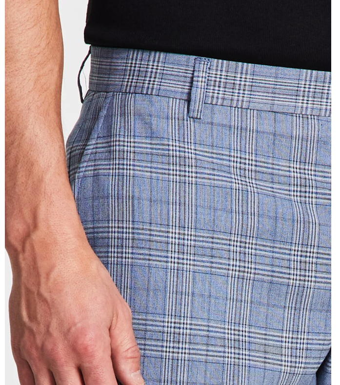 Tommy Hilfiger Mens Modern fit Dress Pants 32 / 30 Blue Plaid Stretch