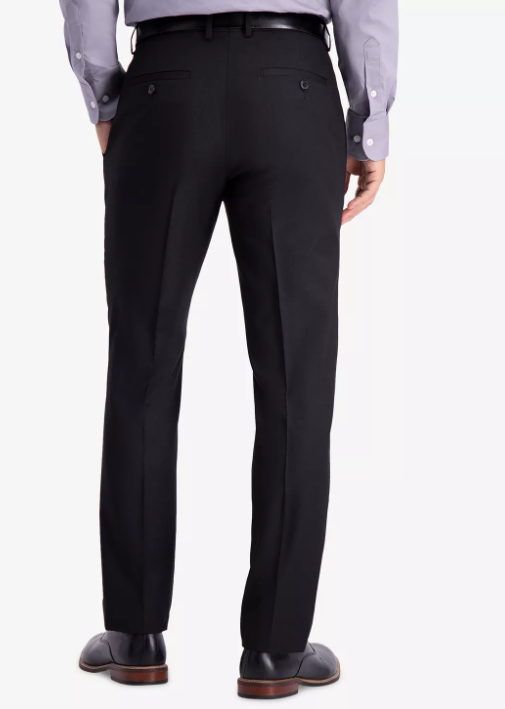 Kenneth Cole Mens Slim fit Dress Pants 34 / 30 Black Solid Stretch