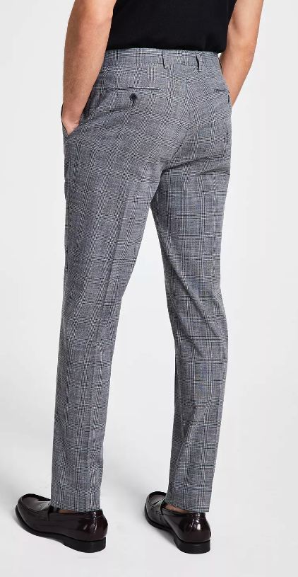 Calvin Klein Mens Slim Fit Plaid Dress Pants Gray 40 x 30