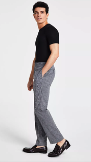 Calvin Klein Mens Slim Fit Plaid Dress Pants Gray 34 x 34