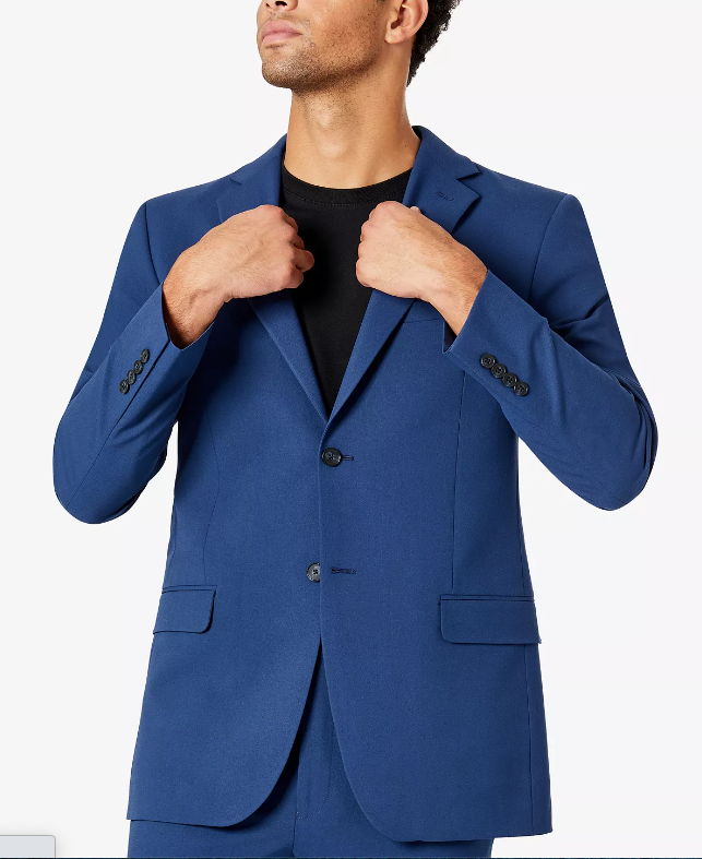 Dkny Mens Modern fit Suit Jacket Blazer 40 L Blue Solid Stretch