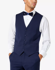 Tommy Hilfiger Mens Modern fit Button-Up Suit Vest 2XL Navy Blue Solid Stretch