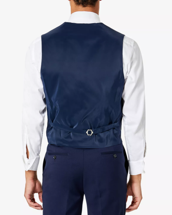Tommy Hilfiger Mens Slim fit Tuxedo Suit Vest Medium Blue Solid Stretch