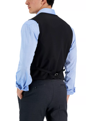 Tommy Hilfiger Mens Modern fit Button-Up Vest Medium Dark Grey Solid Stretch