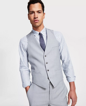 Bar Iii Men's Slim-Fit Sharkskin Suit Vest Large Light Grey Wool